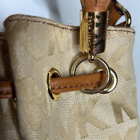 Michael Kors Tan Canvas Logo Crossbody Bag - Picture 13 of 13